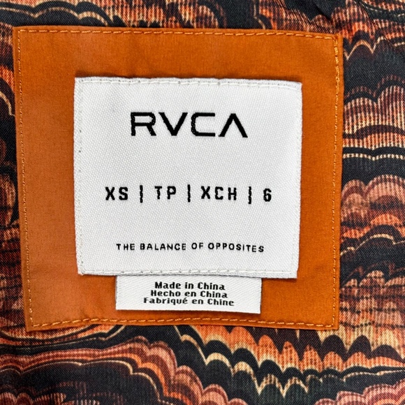 NWT RVCA Eezeh Peaasy Puffer Jacket, Brown and Cream, XS - Picture 9 of 11